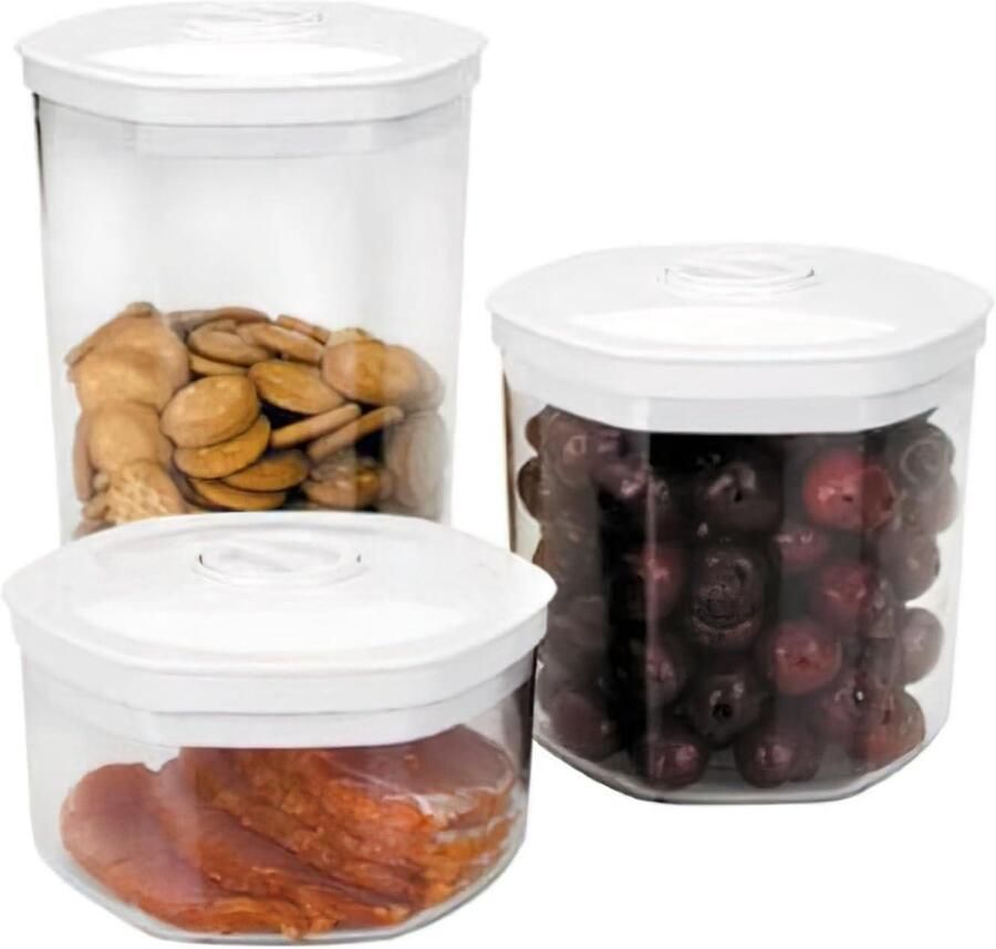 Vacuümcontainers Set Voedselbewaring Bakjes Voedsel Vers Houden BPA-vrij Materiaal 3 Delig Transparant