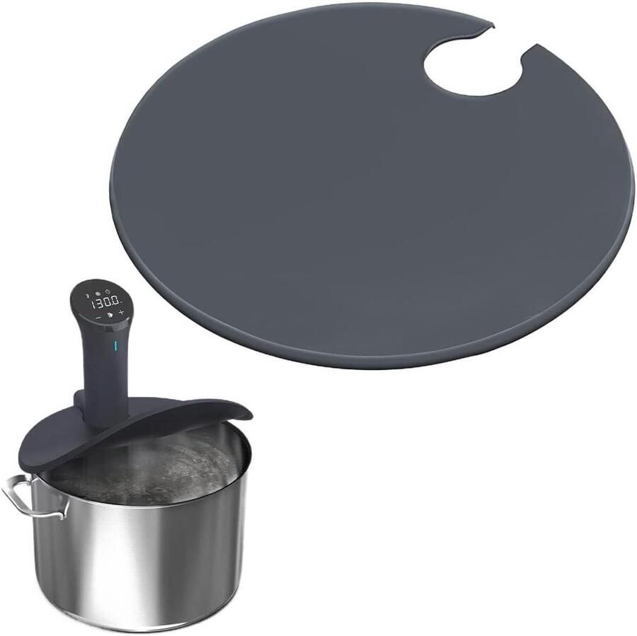Vacuümdeksel Kookpan Precisie Koken Deksel Voedsel Vers Houden Flexibel Afdichtend 115 inch Diameter Grijs