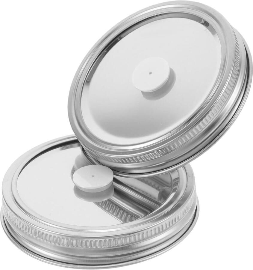 Vacuümdeksels voor Potten Inmaakdeksels Fermentatiedeksels Voedsel Bewaren Lekkagebestendig Ontwerp 7.5 cm Zilver
