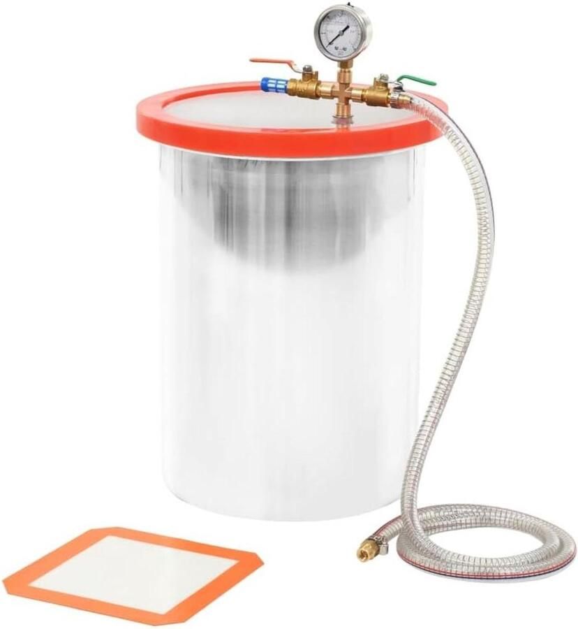 Vacuümkamer Roestvrij Staal Ontgassingskamer Materiaal Behandelen Extra Dik Acryl Deksel 22.7L Capaciteit Zilver