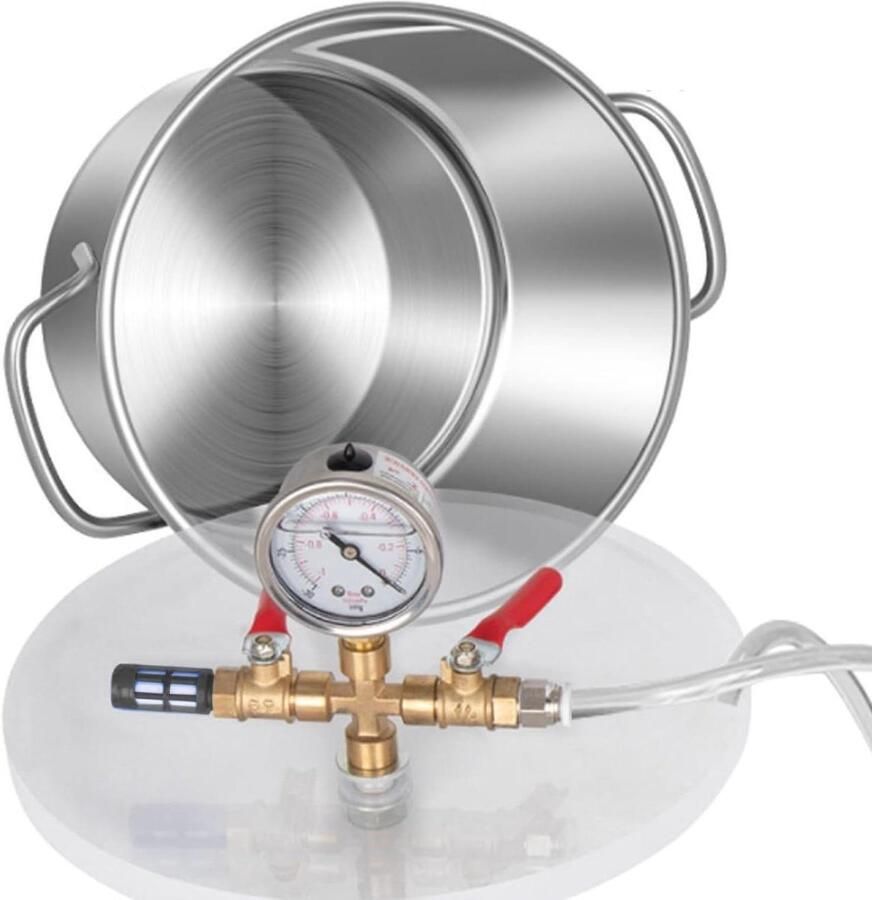 Vacuümkamer RVS Ontgassingskamer Degaseer Harsen Stabiliseren Dubbele Afdichting 6L 2Gallon Zilver