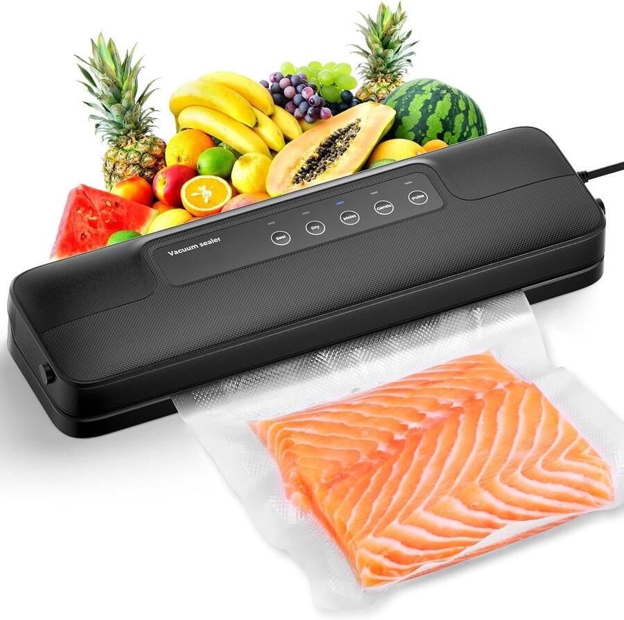 Vacumeermachine 5-in-1 – Inclusief 10 Vacuümzakken – Sous Vide Geschikt – Vacuüm Sealer – 110W – Zwart