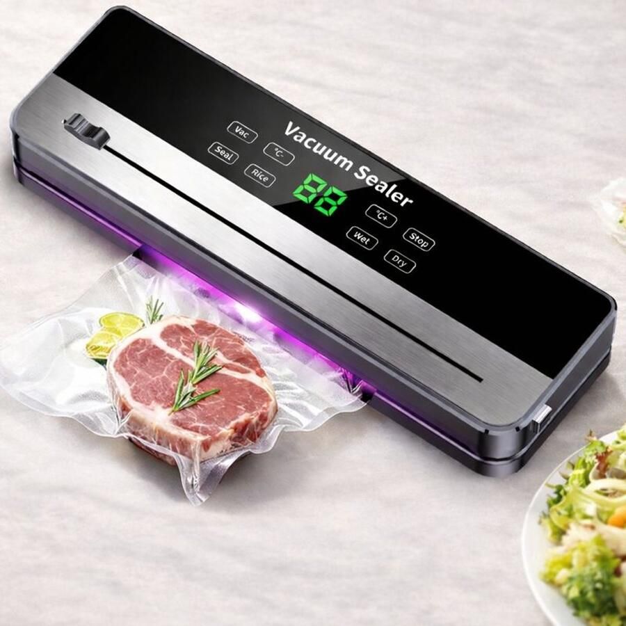 Vacuümmachine 6-in-1 versie 2 geschikt voor verschillende voedselsoorten met nat en droog gebruik ingebouwde snijder en inclusief 10 vacuümzakken