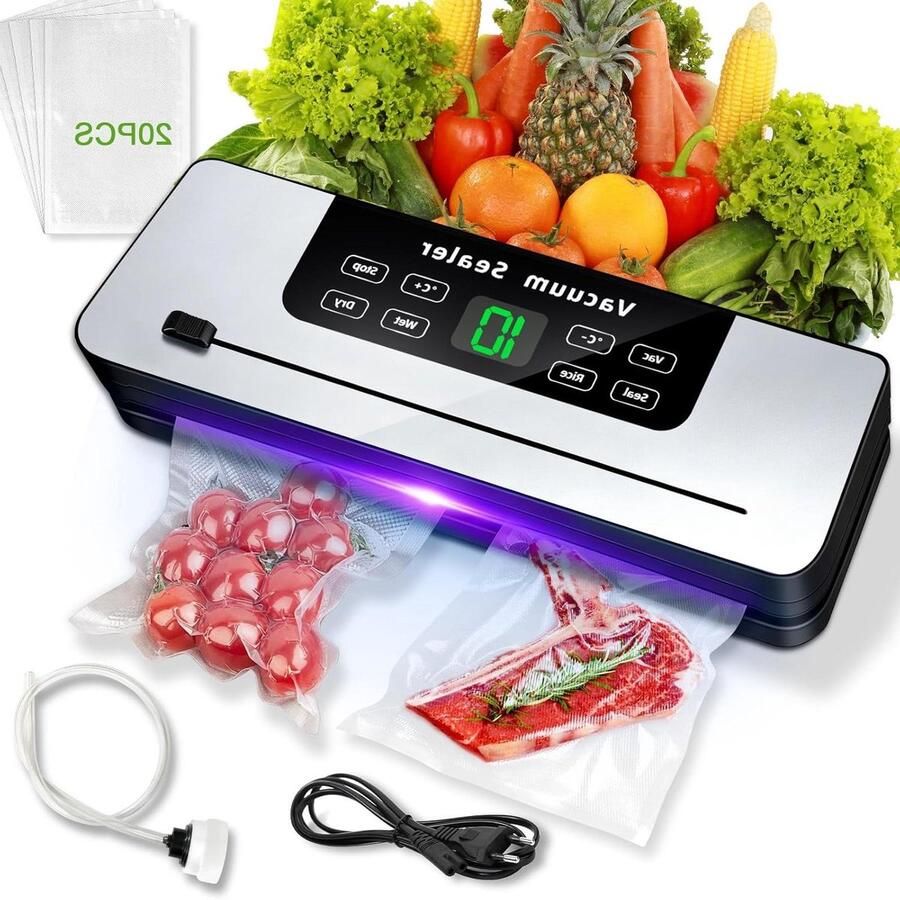 Vacuümmachine 7-in-1 Vacumeermachine Voedsel Vers Houden Automatisch Droog en Nat 30 cm Sealbreedte Zwart
