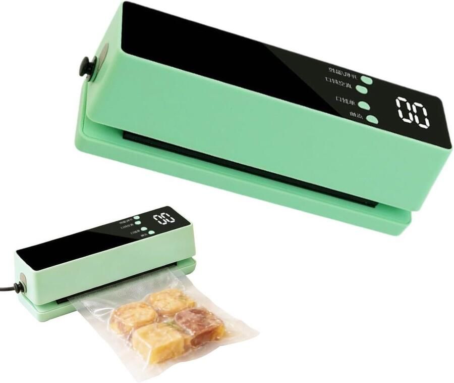 Vacuüm Machine Voedsel Saver Voedsel Bewaren Ruimtebesparend Compact 17.5 cm Groen
