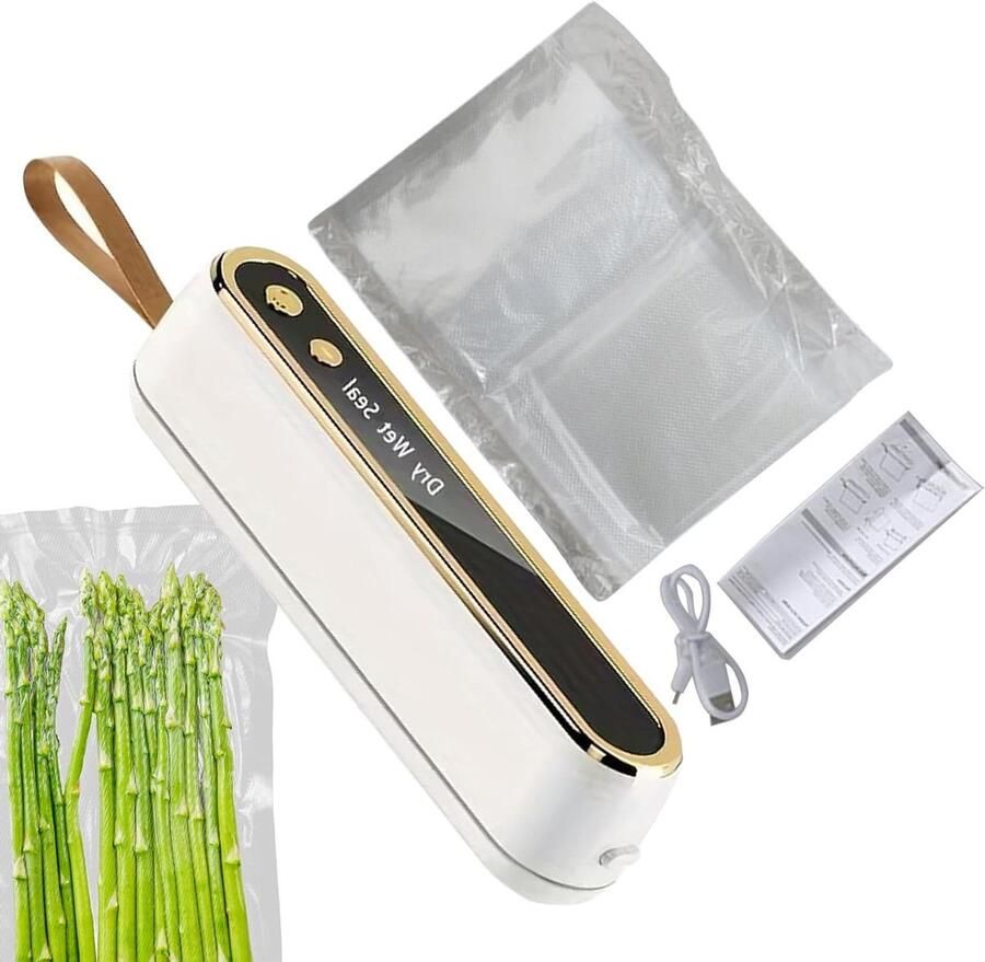 Vacuümmachine Folie lasapparaat Voedsel bewaren Draagbaar en oplaadbaar 19 cm Wit