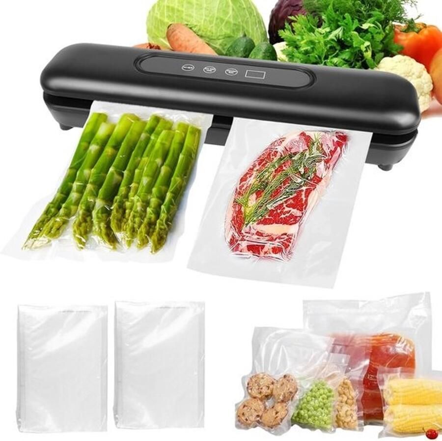 Vacuümmachine Folielasapparaat Voedsel bewaren 62 kPa zuigkracht 25 cm sealbreedte Zwart