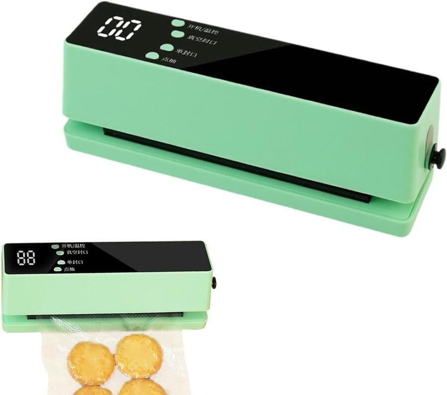 Vacuümmachine Keuken Vacuüm Sealer Voedsel Bewaren Draagbaar Compact Ontwerp 17.5 cm Groen
