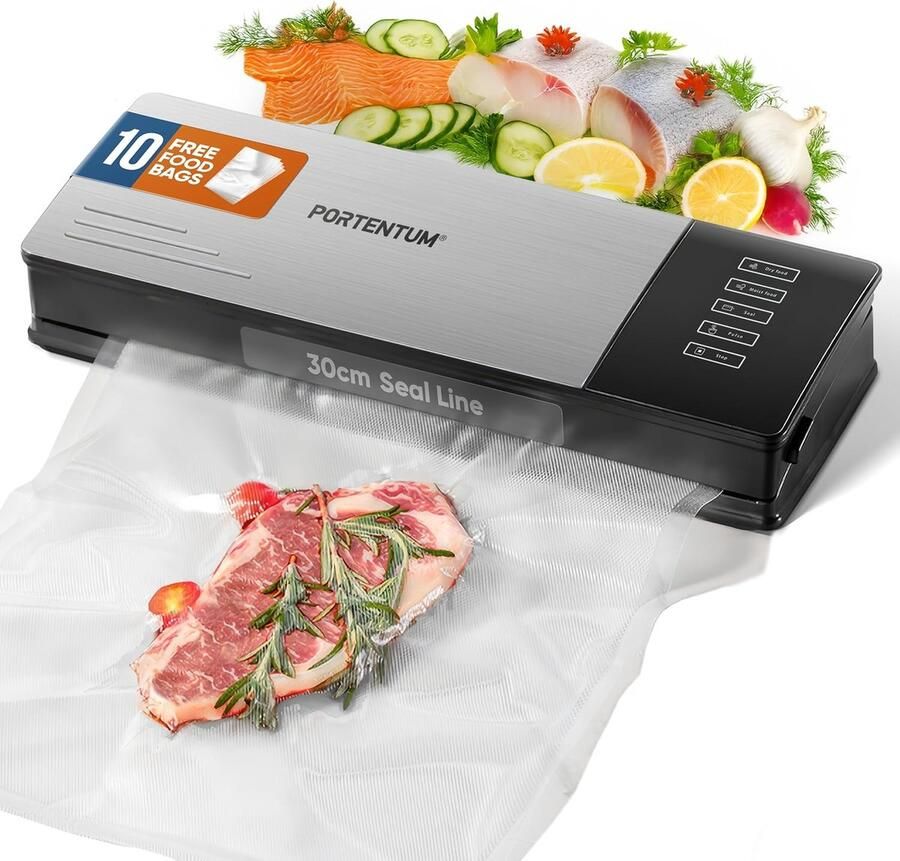 Vacuümmachine Levensmiddelen Vacumeerapparaat Keuken Voedsel Bewaren 5 Intelligente Modi 37 x 6 x 135 cm Zwart