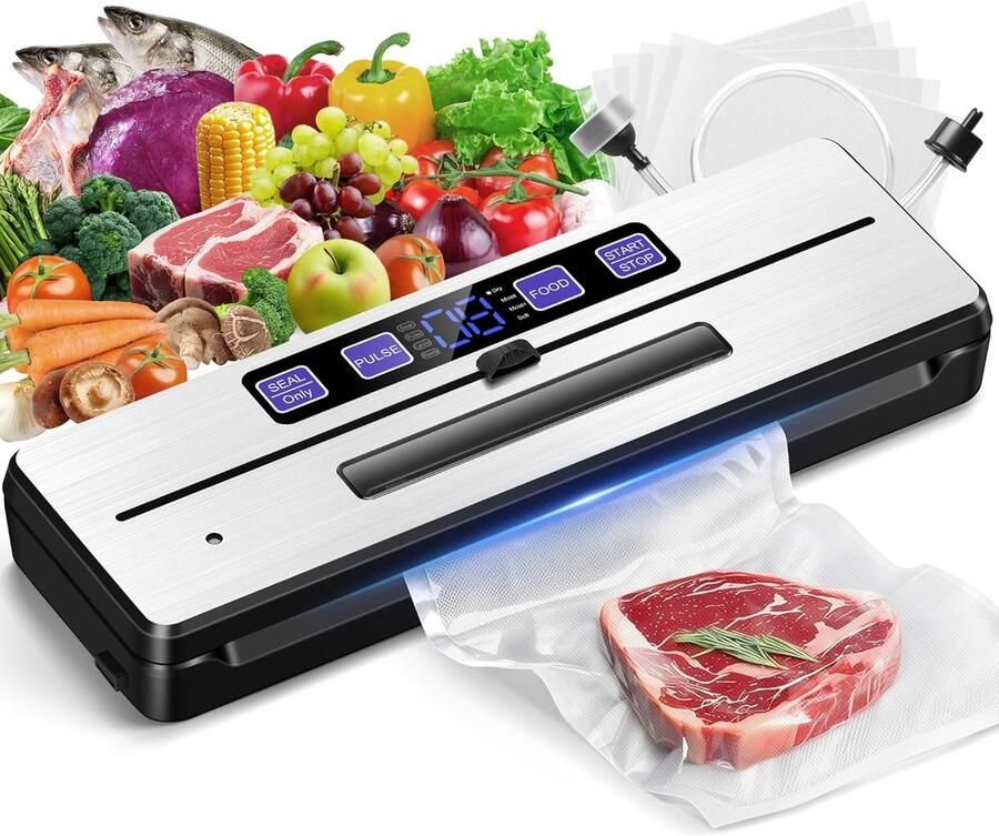 Vacuümmachine Levensmiddelen Vacuümsealer Folielasapparaat Voedsel Langer Vers Houden Dubbele Hete Sealing 80KPA Zwart