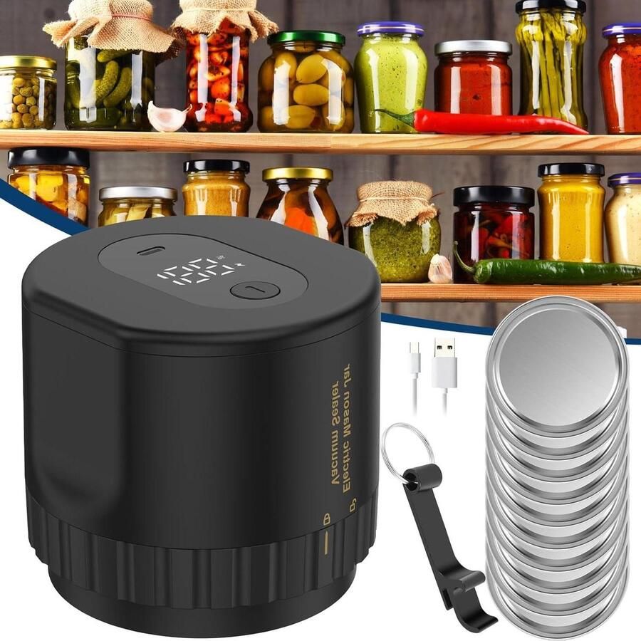 Vacuümmachine Set Elektrische Sealer Voedsel Bewaren Intelligent Led-scherm 104 x 104 x 95 cm Zwart