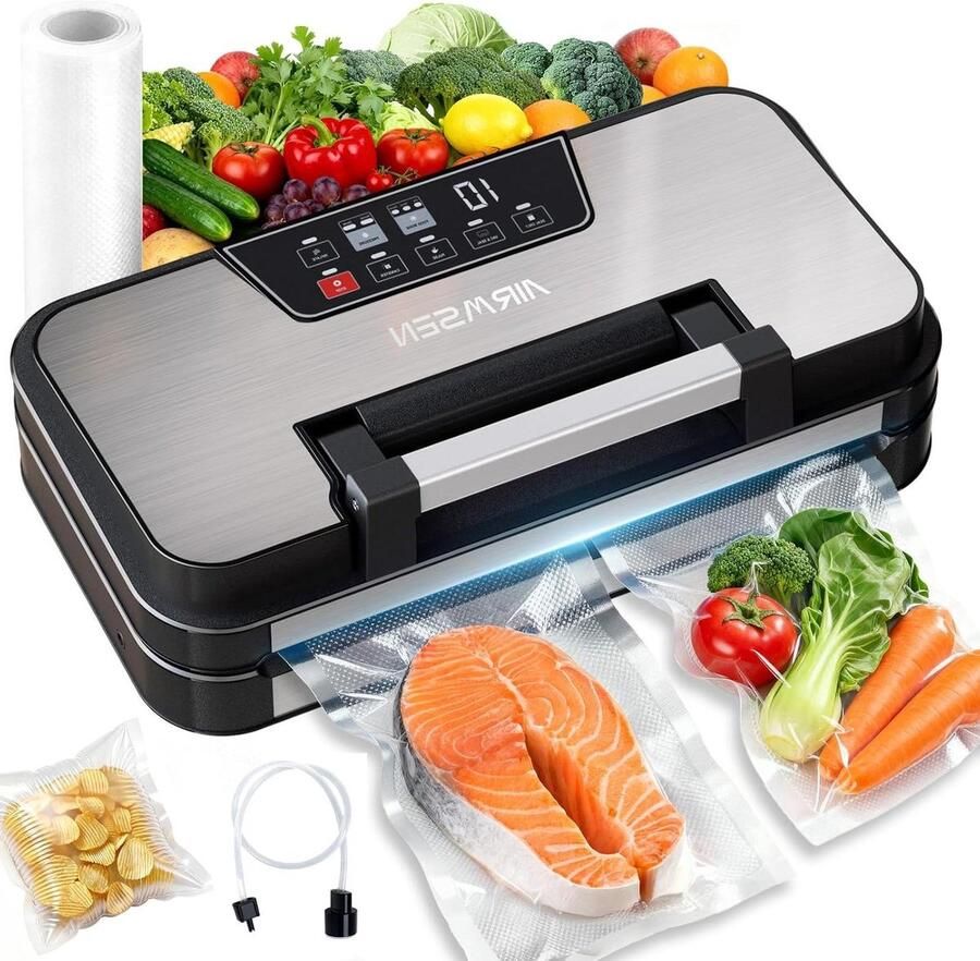 Vacuümmachine Vacumeerapparaat Sealer Voedsel Vers Houden Geïntegreerde Snijder 395 x 20 x 12 cm Zwart - Foto 2