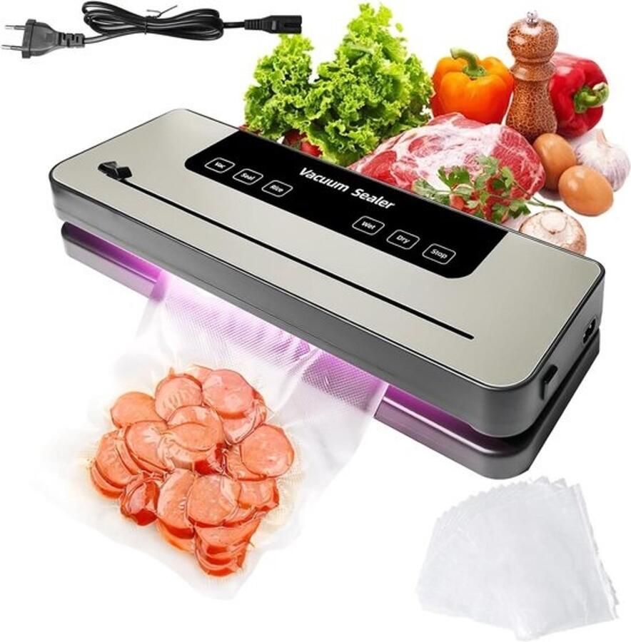 Vacuümmachine Vacumeerapparaat Voedsel bewaren 7 programma's inclusief cutter 35 cm breed Zwart