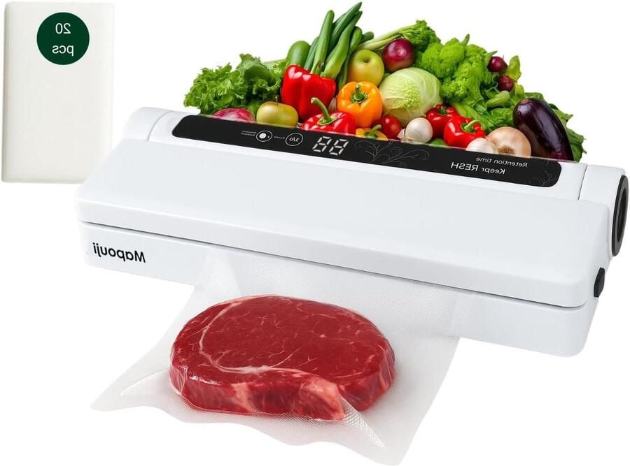 Vacuümmachine Vacumeermachine Sealer Voedsel Bewaren Compact Ontwerp 29 x 10 x 5 cm Wit