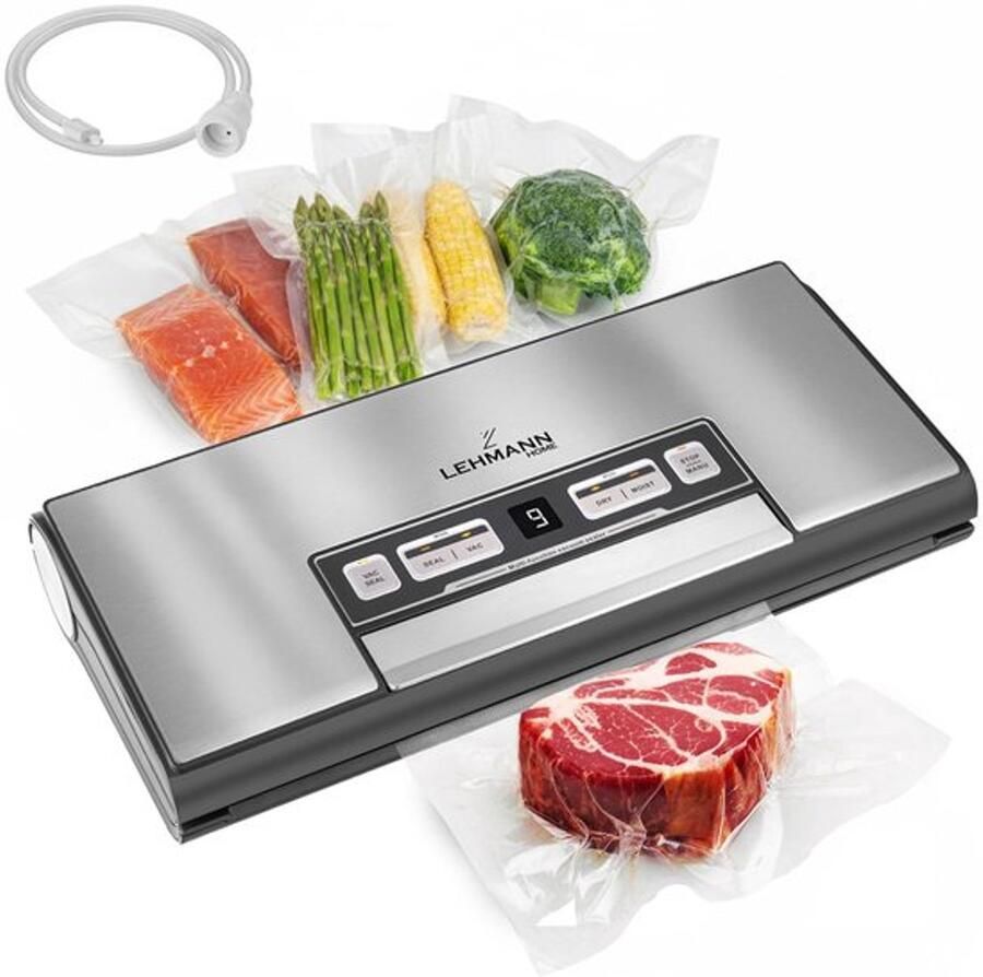 Vacuümmachine Vacuümapparaat voor Droge en Vochtige Levensmiddelen houdt tot 8 x Langer Vers Folielasapparaat met een Stevige Lasnaad van 30 cm Vacuum Sealer incl. Aanzuigslang