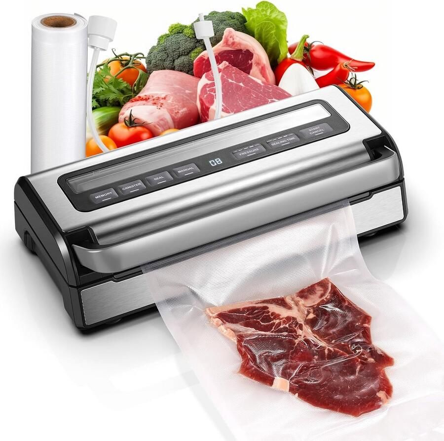 Vacuümmachine Vacuümsealer Voedsel Vers Houden 9-in-1 Functies 95 kPa RVS