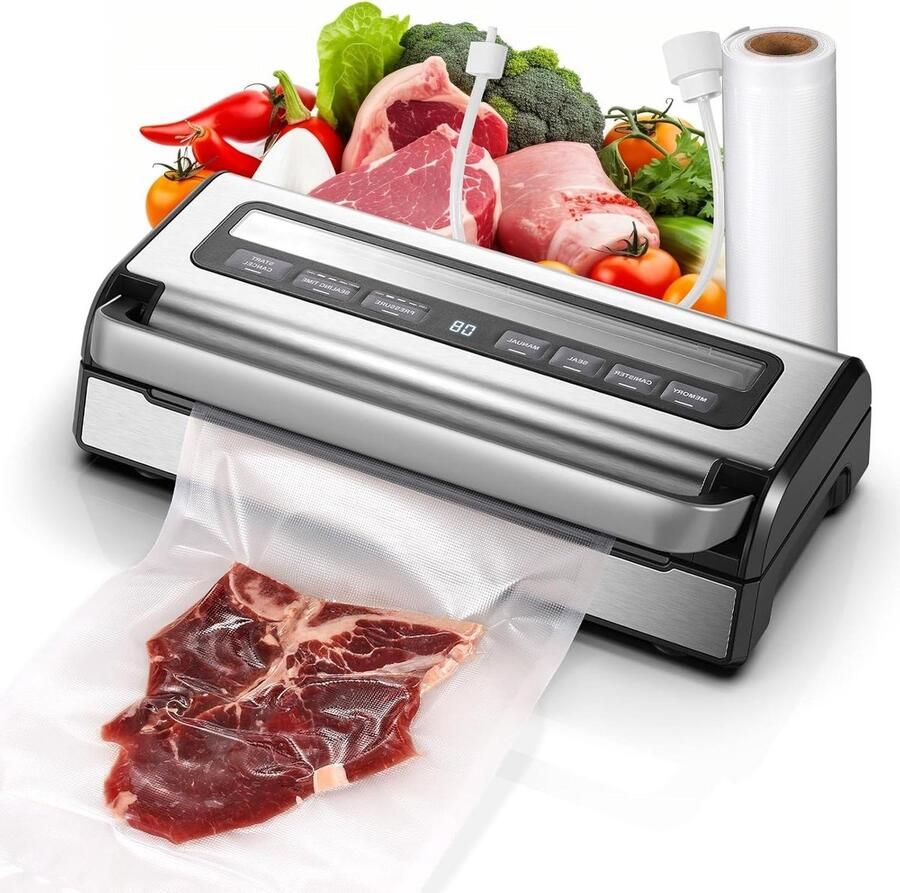 Vacuümsealer Voedselverpakker Voedsel Vers Houden 9-in-1 Multifunctioneel 95 kPa Zuigkracht Roestvrij Staal