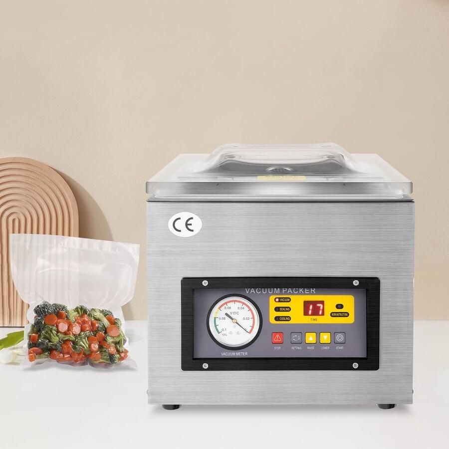 Vacuümmachine Verzegelingsmachine Levensmiddelen Verpakken Industriële Kwaliteit 26cm Zegelbreedte Zilver