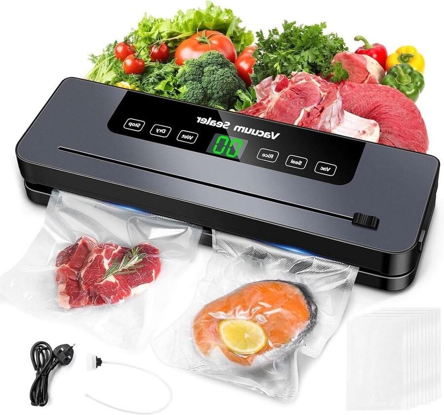 Vacuümmachine Voedselsealer Levensmiddelen Bewaren 5-in-1 Multifunctioneel 30cm Afdichting Zwart