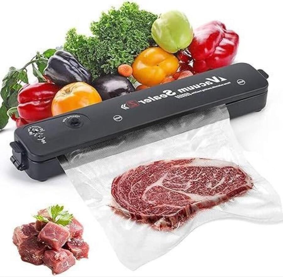 Vacuümmachine Voedselsealer Voedsel bewaren Automatische werking 38 x 30 x 8 cm Zwart