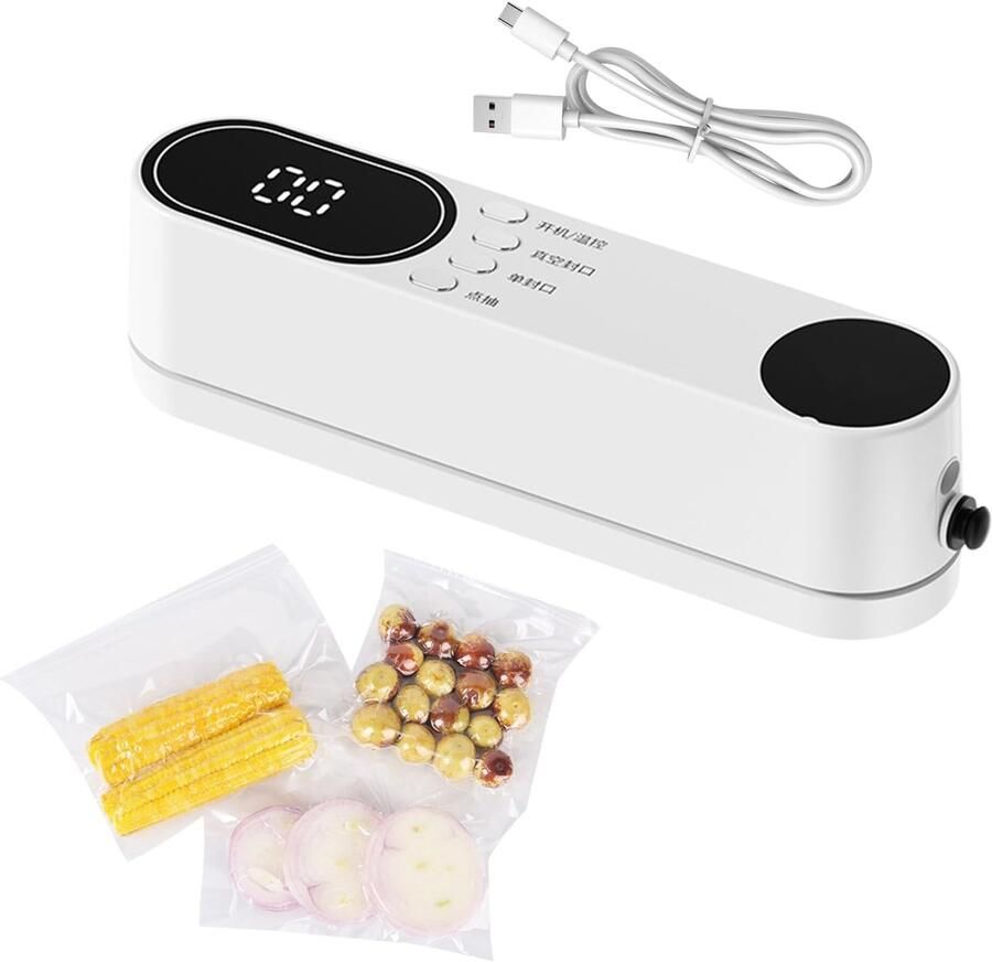 Mini Vacuümmachine Draagbare Sealer Voedsel Langer Houden Draadloos Ontwerp Compact Formaat Wit