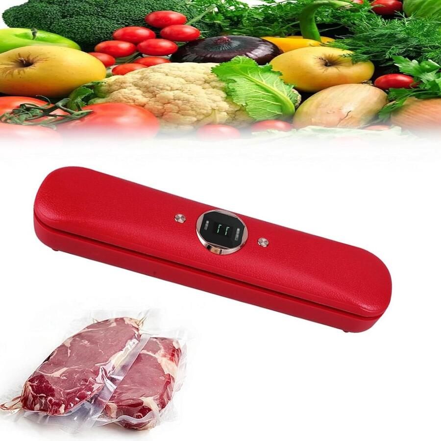 Vacuümmachine Voedselsealer Voedsel bewaren Sterke zuigkracht 25 cm seal Rood
