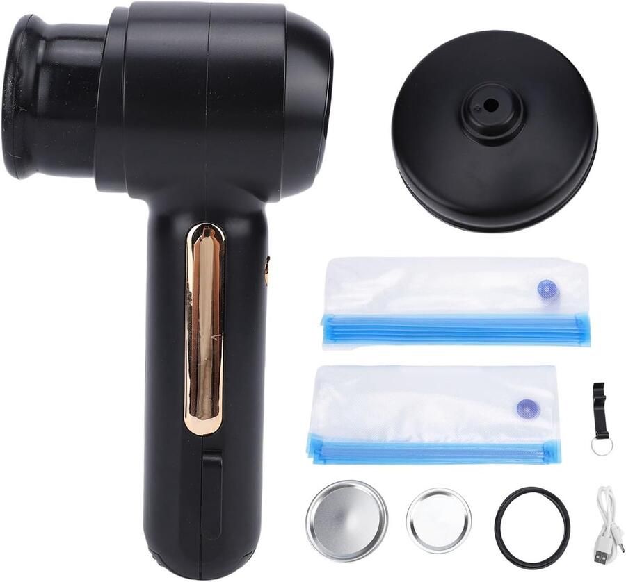 Vacuümmachine voor voedsel Handvacuümsealer Voedsel bewaren 60 kPa krachtige zuigkracht Compact en draadloos Zwart