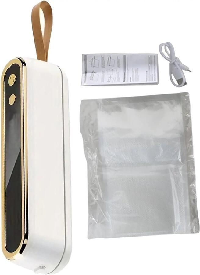 Vacuümmachines-vacumeermachine Draagbare draadloze sealer Automatische sealer voor 10 zakken Compact en lichtgewicht ontwerp Houdt voedsel vers Ideaal voor familiepicknicks en reizen Wit 19 6 x 4 3 x 5 cm
