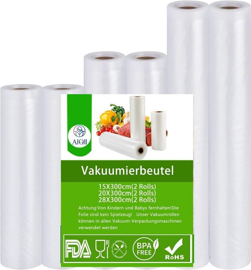 Vacuümrollen Set Verpakkingsfolie Voedsel Bewaren BPA-vrij Materiaal 6 Rollen Transparant