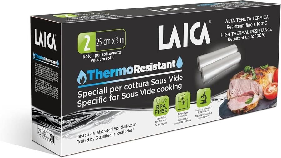 Vacuümrollen Sous Vide Rollen Levensmiddelen Bewaren Hittebestendig tot 120°C 25 x 300 cm Doorzichtig