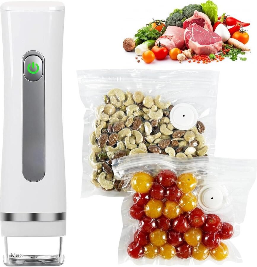 Vacuümsealer Draagbare vacuümsealerset -Automatische Vacumeermachine Sealer Vacuümsealerset Vacuum Sealer Pottensealer met deksel USB-oplaadbaar Voor voedselbewaring en fermentatie Geschikt Voor Voedsel Vlees Sous-Vide Koken Wit