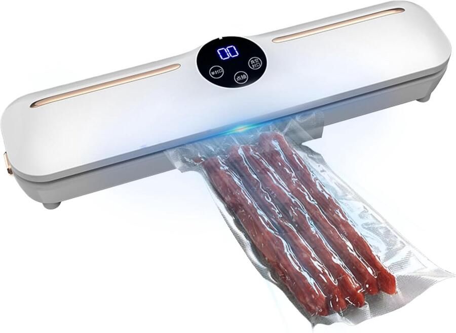 Vacuümsealer met vacuümzakken all-in-1 vacuümmachine met 20 vacuümzakken voor droge vochtigheid versheid folielasapparaat volautomatisch verzegelingsapparaat (wit)