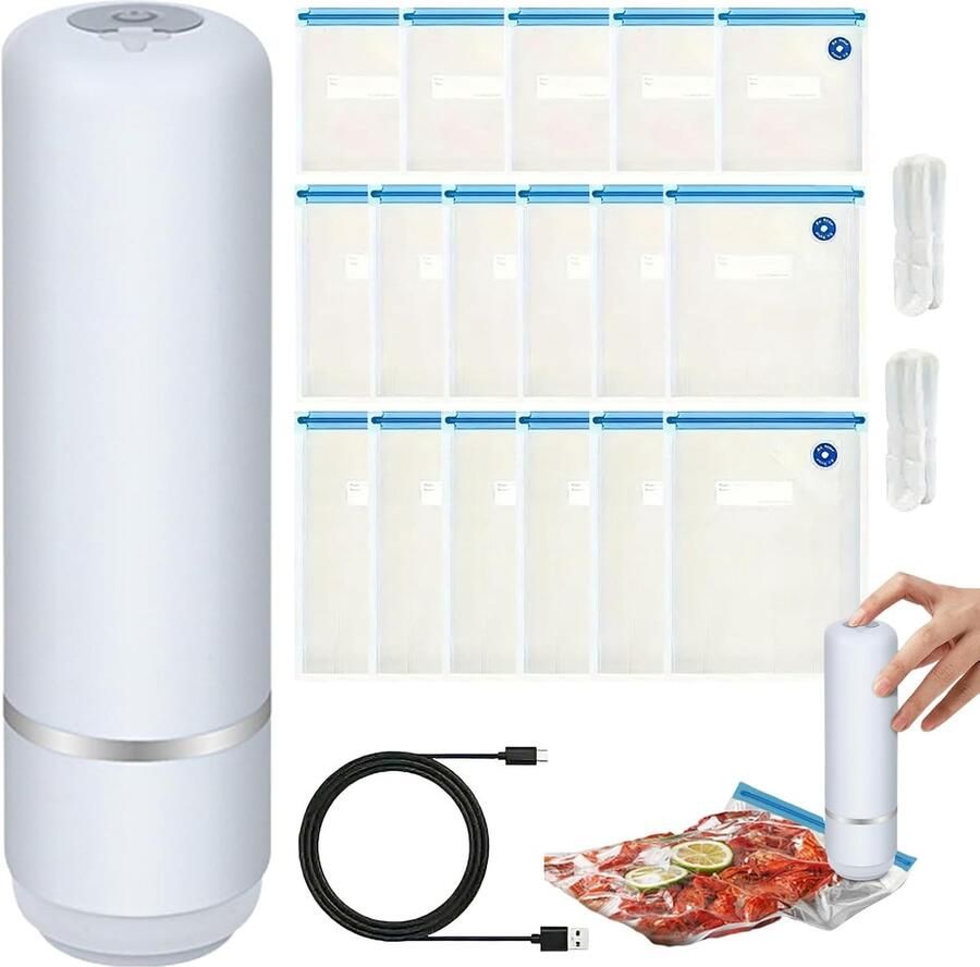 Vacuümsealer Mini afdichter Voedsel bewaren Met 15 zakken Compact formaat Niet gespecificeerd