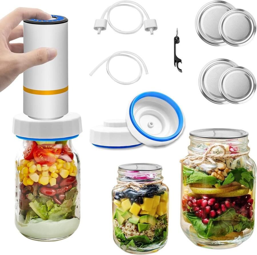 Vacuümsealer Set Keuken Hulp Voedsel Bewaren Automatische Elektrische Werking Voor Alle Maten Potten Multicolor