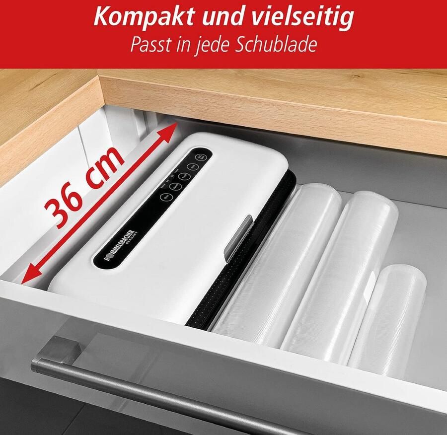 Vacuümsealer Vacumeerapparaat Voedsel bewaren Automatisch sealen 30 cm breed Zwart