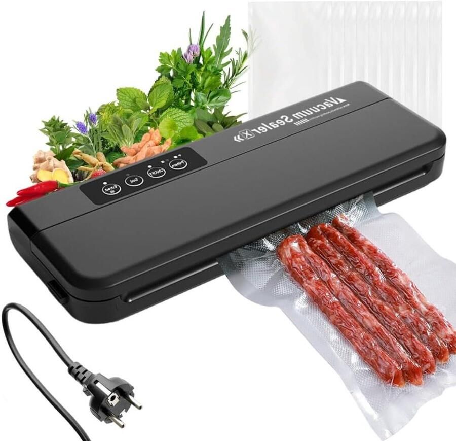 Vacuümsealer Vacuümapparaat Sealer Voedsel Vers Houden Nat en Droog Gebruik 30 cm Zwart