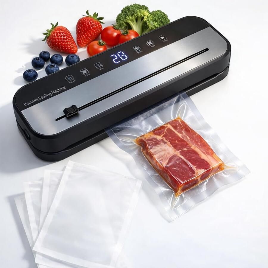 Vacuümsealer Vacuümmachine Voedsel Bewaren Continu Werken Hoge Snelheid 35x20x30 cm Zwart