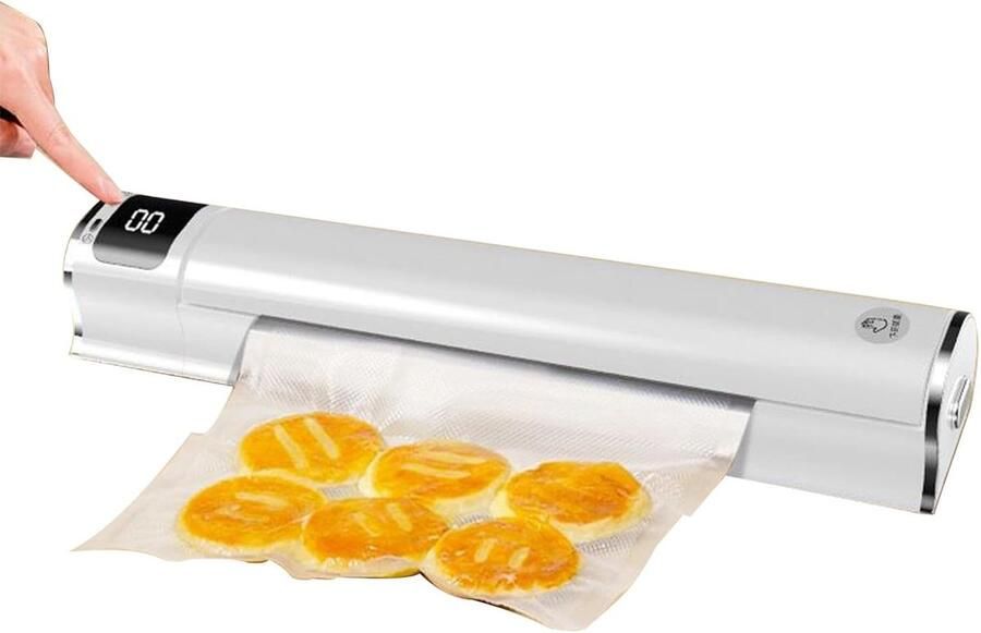 Vacuümsealer Voedsel Vacuümafdichter Levensmiddelen Bewaren Volautomatisch Ontwerp 39.5 cm Lengte Wit