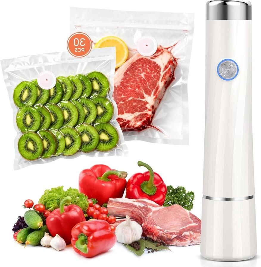 Vacuümsealer Voedselverpakker Voedsel bewaren Krachtige zuigkracht 65 kPa 40 herbruikbare zakken Cool Gray