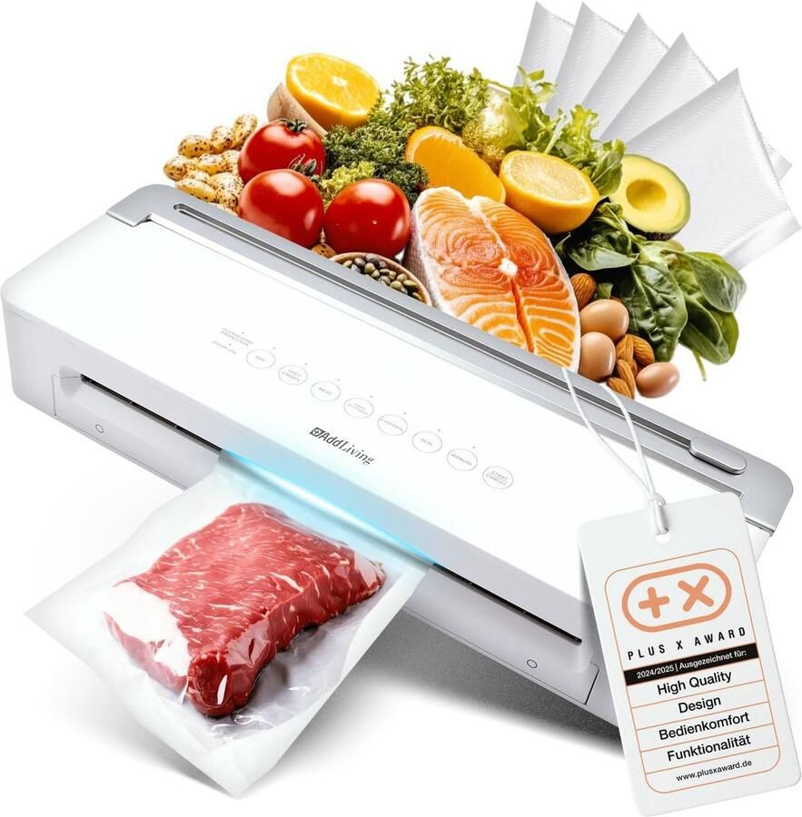 Vacuümsealer voor levensmiddelen Voedsel bewaren Soft & Fruit functie Incl. 5 zakken zwart