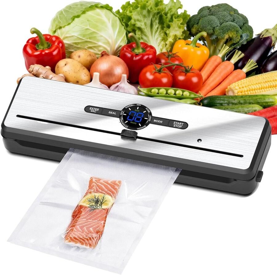 Vacuümsealer voor Levensmiddelen Wit 375 x 110 x 60 mm Volautomatisch en Compact Voor Droge en Vochtige Voeding