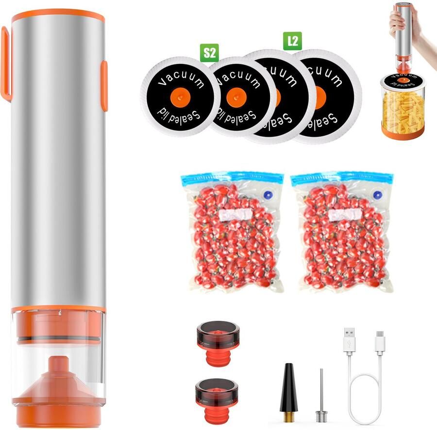 Vacuümsealer voor voedsel draadloze handvacuümsealer draagbare mini-zaksealer voedselbewaarmachine met opblaasfunctie voor thuis en op de camping