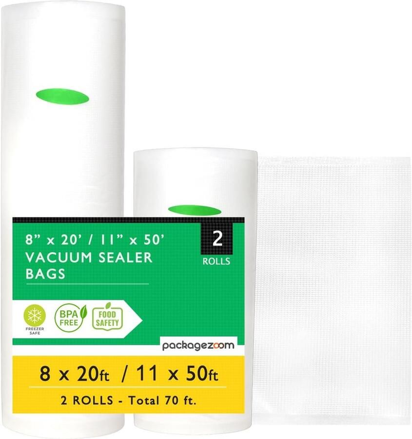 Vacuümsealer Zakken Rollen 2 Stuks 8x20ft Compatibel met Alle Sealers
