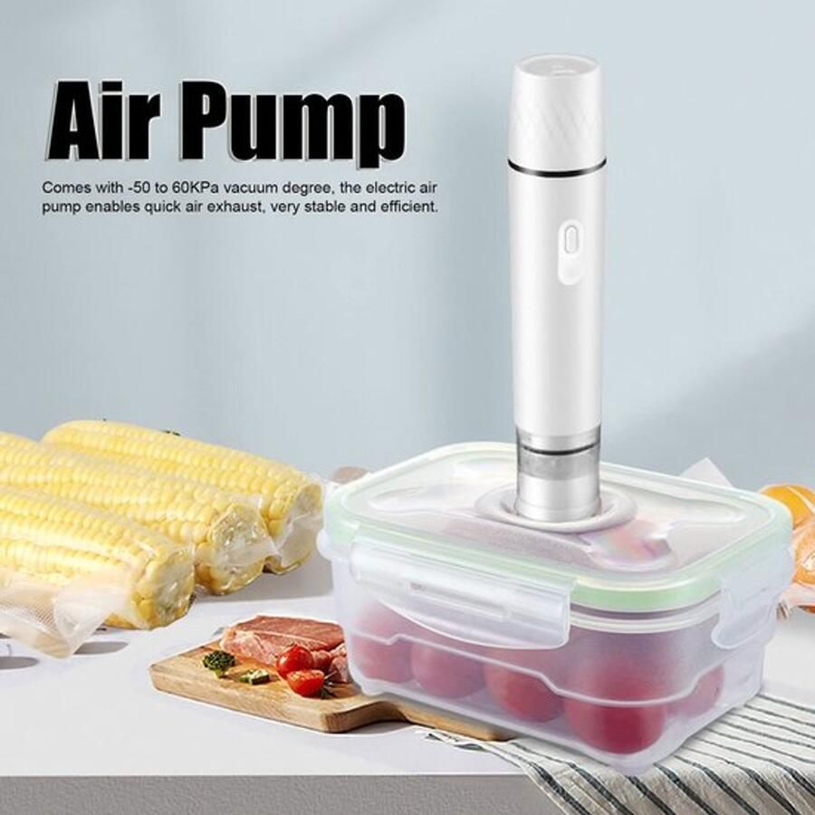 Vacuümsealmachine draagbare vacuümsealer USB oplaadbaar wit voedsel vacuüm pomp geschikt voor fruit en groenten - Foto 2
