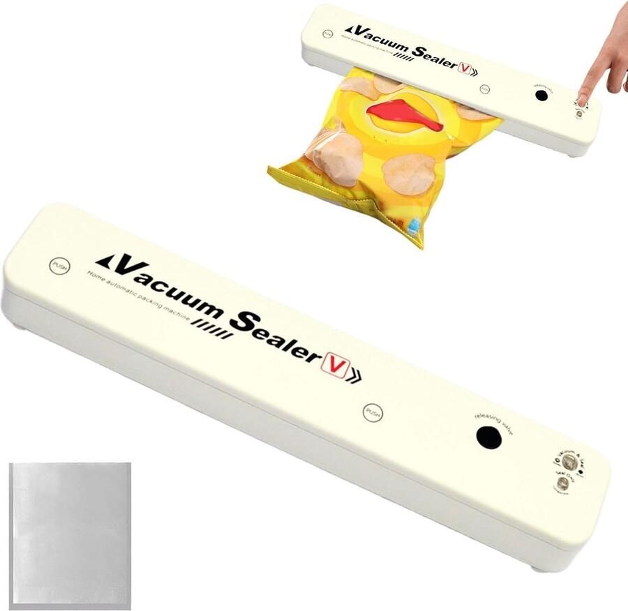 Vacuüm Verpakkingsmachine Voedselopslag Sealer Voedsel Bewaren Draadloos Herbruikbaar 35 cm Lang Wit