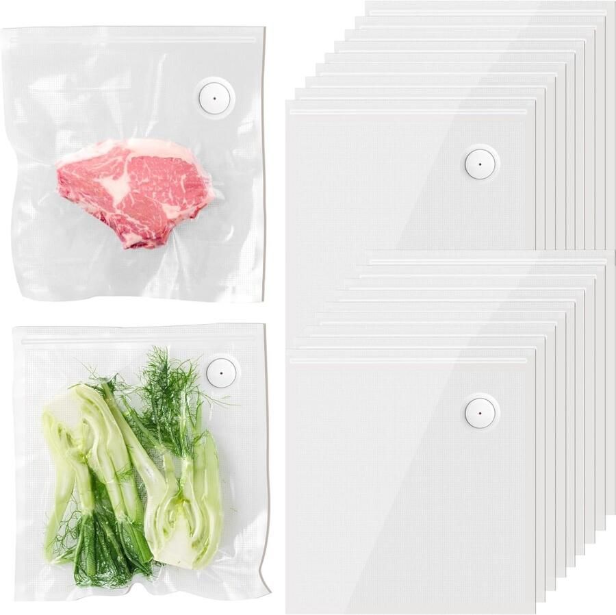 Vacuumzakken voor voedsel 20 stuks 26 x 28 cm BPA-vrij ideaal voor sous vide en diepvriesopslag