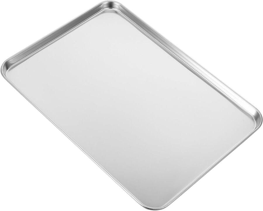 VALICLUD Roestvrijstalen bakplaat en serveerplaat rechthoekig 35 x 25 x 1 5 cm veelzijdig inzetbaar voor bakken braden en snackborden voor thuis en horeca