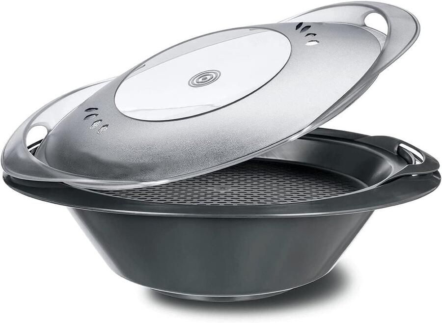 Varoma Deksel Stoomdeksel Keukenmachine Gezond Koken Transparant Ontwerp 38.5 x 24.5 x 3.6 cm Grijs