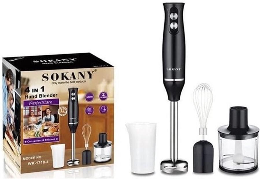 Veelzijdige 4-in-1 Staafmixer Set Roestvrij Staal - Foto 1