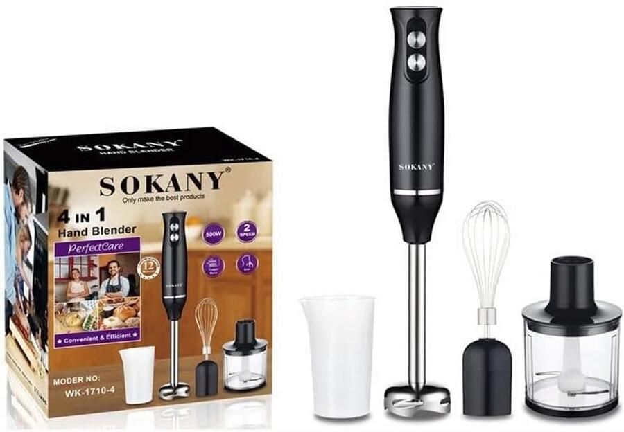 Veelzijdige 4-in-1 Staafmixer Set Roestvrij Staal